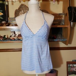 Mossimo Supply Co. Blue and White Striped Swim Top